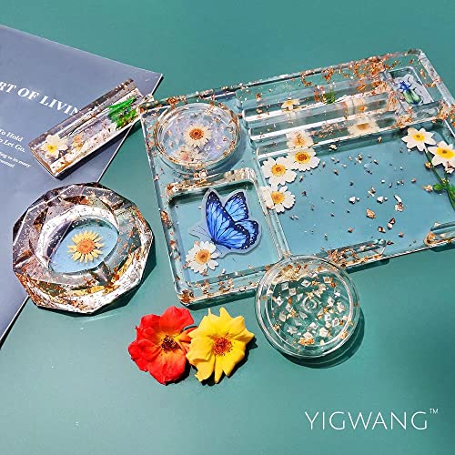 5 PCS Resin Tray Molds and Resin Grinder Mold for Grind and Storage, Large Resin Molds Silicone Molds for Resin, DIY Resin Epoxy Kit YIGWANG