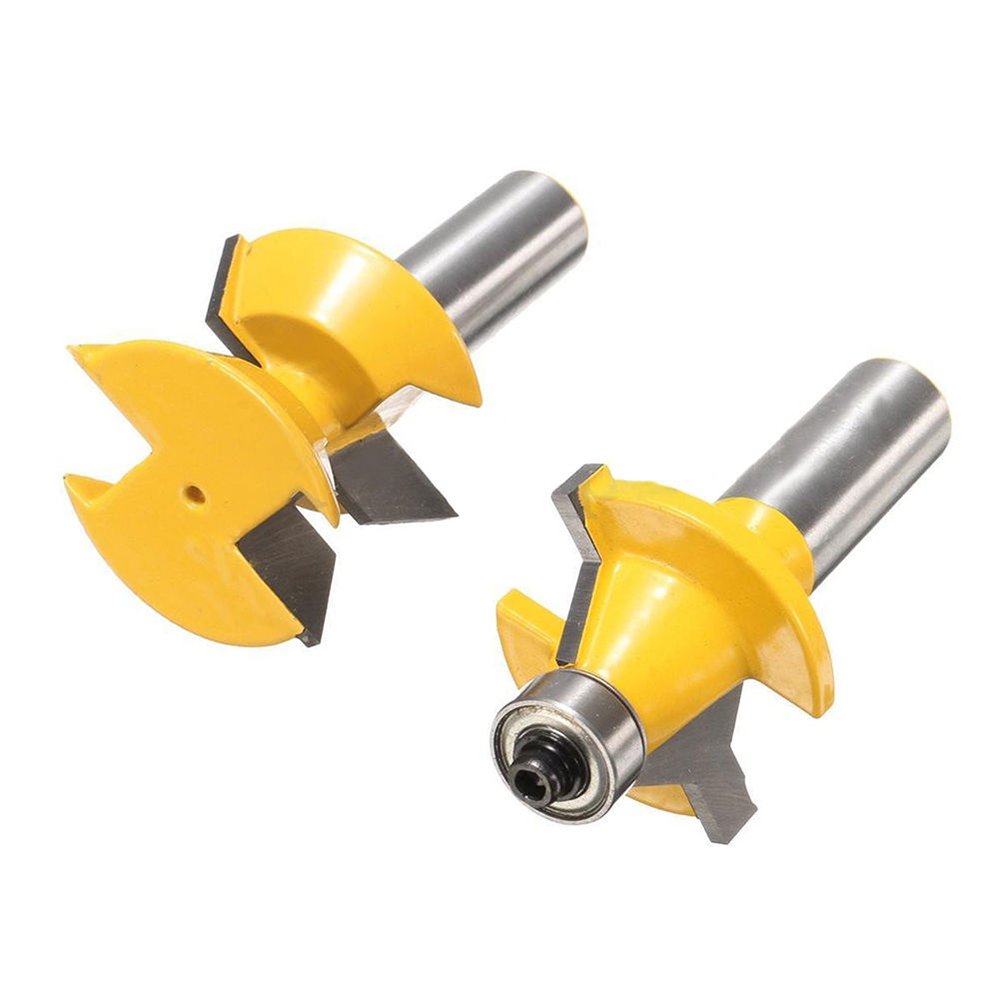 Yakamoz 2Pcs Matched 1/2" Shank Tongue and Groove Router Bit Set 120 Degree Woodworking Groove Chisel Cutter Tool YAKAMOZ