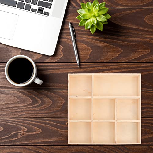 EXCEART 2pcs Wood Tray Box for Craft Compartments Wooden Divided Boxes Succulents Flower Pot Desktop Storage Box Holder Display Tray for Jewelry EXCEART