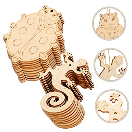 COHEALI 20pcs DIY Pendant Zero for Him Unfinished Dragonfly Nativity Crafts for Kids Wooden Ladybug Ornaments Unfinished Wood Animal Shapes Wood COHEALI