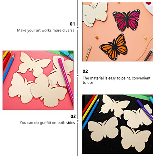 IMIKEYA Unfinished Wooden Cutouts: 40Pcs Butterfly Wood Cutouts Butterflies Blank Wooden Paint Crafts Wood Slices for Kids Painting, Christmas IMIKEYA
