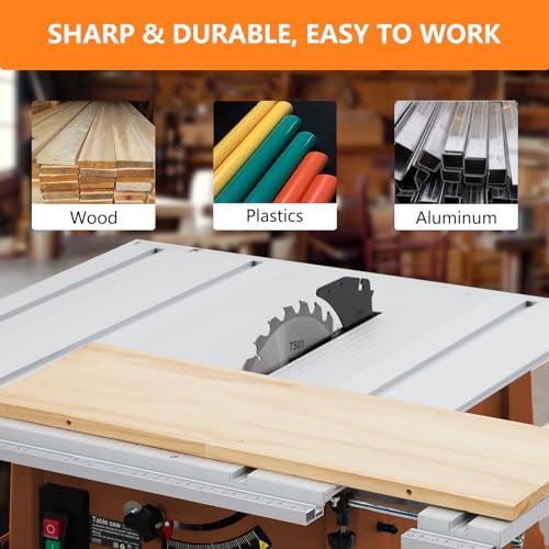 Table Saw 10 Inch, 15A Multifunctional Saw with Stand & Push Stick, 90° Cross Cut & 0-45° Bevel Cut, 5000RPM, Adjustable Blade Height for CuisinAid