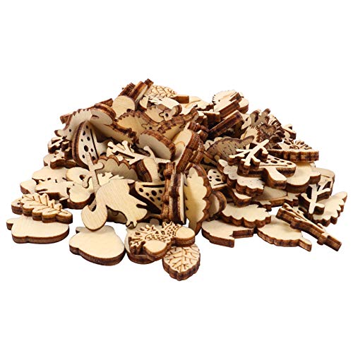 EXCEART 200pcs Unfinished Wood Cutout Set Rustic Wood Forest