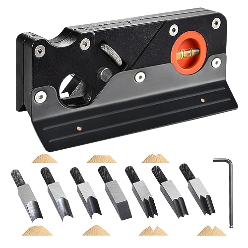 Chamfer Plane, Wood Chamfer Plane with 7 Cutter Heads, Woodworking Edge Corner Flattening Tool with Auxiliary Locator, Woodworking Hand Planer Hesderty