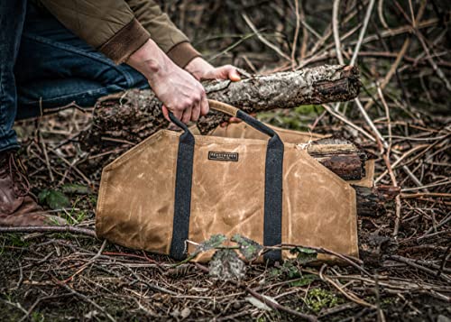 Readywares Waxed Canvas Firewood Carrier, Heavy Duty Firewood Log Carrier, Classic Durable Design Tan Readywares