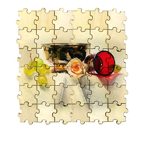 Honbay 100PCS Unfinished Wooden Blank Puzzle Pieces Mini Wood Jigsaw Puzzles for Crafts Arts and Card Making HONBAY