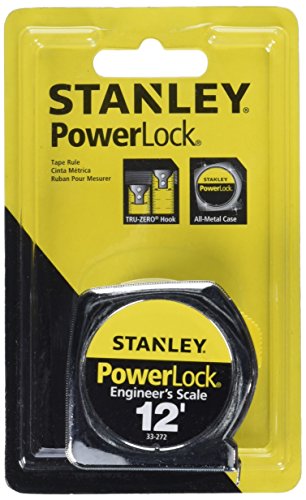 STANLEY PowerLock Tape Measure, Heavy-Duty, Engineer’s Scale with Metal Case, 12-Foot (33-272) Stanley