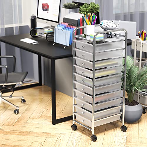 SimpleHouseware Utility Cart with 10 Drawers Rolling Storage Art Craft Organizer on Wheels, Metal Simple Houseware