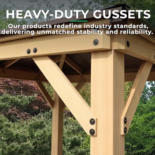 Yardistry 12' x 20' Meridian Cedar Wood Gazebo Pavilion for Patios, Decks, Garden, Backyard, Durable, Aluminum Roof Yardistry