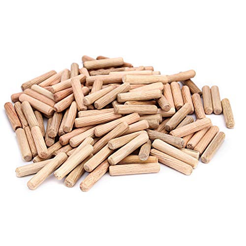 ZOENHOU 1000 PCS 6mm x 1 1/2‘’ Wooden Dowel Pins, Straight Dowel Rods Made of Hard Wood, Fluted Wood Dowel Plugs with Beveled Ends Tapered for Easy ZOENHOU