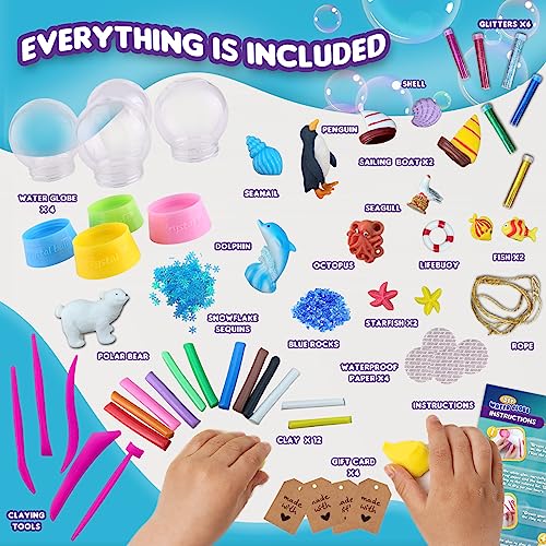 ToyUnited Make Your Own Water Globe - Snow Water Stem Projects DIY Activities Glitters Supplies Perfect Arts and Crafts Clay for Girls Boys Kids Ages ToyUnited