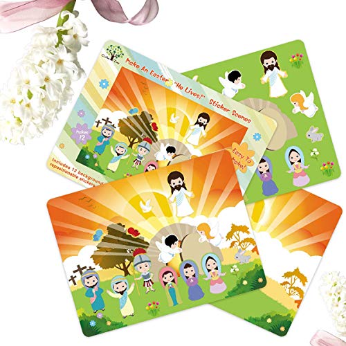 Make an Easter He Lives Sticker Scenes Resurrection Stickers 11 Sets for Kids Indoor Bible Games Activities ceiba tree