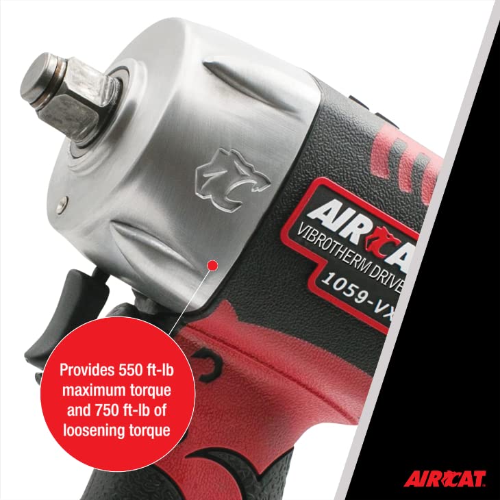 AIRCAT Pneumatic Tools 1059-VXL: 3/8-Inch Vibrotherm Drive Composite Compact Impact Wrench 750 ft-lbs AIRCAT