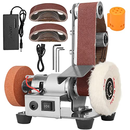 NuoDunco Mini Belt Sander - Electric Bench Grinder Sanding Machine, 7 Adjustable Table Top Grinder Polisher for DIY Woodworking, Metal Grinding, NuoDunco