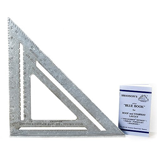 Swanson Tool Co., Inc Swanson T0108 Big 12 Speed Square Layout Tool with Blue Book, Plain gradations, 12-Inch Swanson Tool Co., Inc