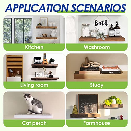 WENGUS Floating Shelf Bracket, 6 Inch Heavy Duty Hidden Shelf Brackets for Floating Wood Shelves, Black Metal L Bracket for DIY Kitchen Farmhouse Wengus