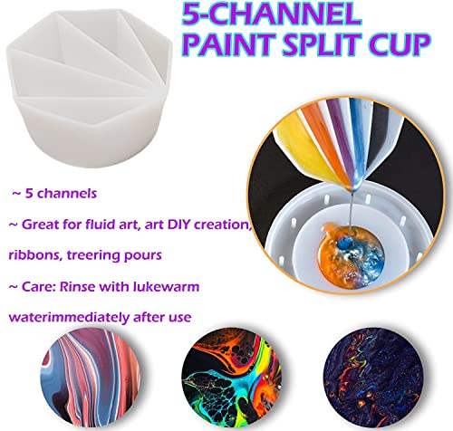7Pcs Split Cup Flower Pour Cup Silicone Paint Cup Acrylic Pouring Strainers Set for Paint Pouring Capacity Mixing Cups for DIY Pouring Acrylic Paint FASALX