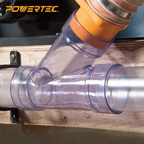 POWERTEC 70304 2-1/2” Dust Collection Fittings Network w/Reducer, Blast Gates, Pipes, 90-Degree Elbow Connector, Y-fittings, Mounting Brackets POWERTEC