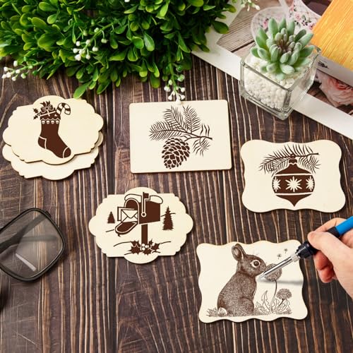 60 PCS Unfinished Wood Cutouts for Crafts Blank Irregular Wooden Slices Natural Wood Cutouts Ornaments for DIY Crafts, Coasters, Home Decorations, AWIZOM