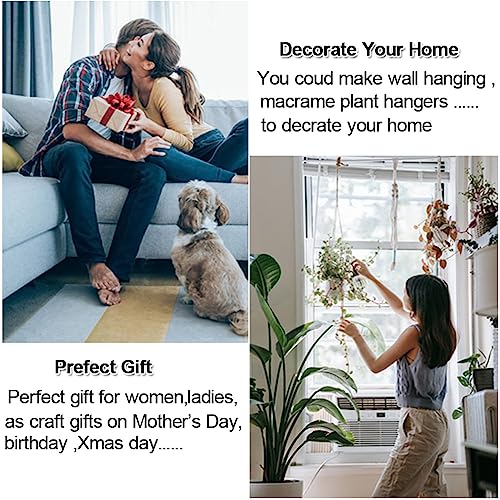 Ewparts Easy Macrame Kits for Adults Beginners Supplier Wood Beads,Rings,Wooden Dowel for Macrame Plant Hangers,Macrame Wall Hanging with Instruction Ewparts