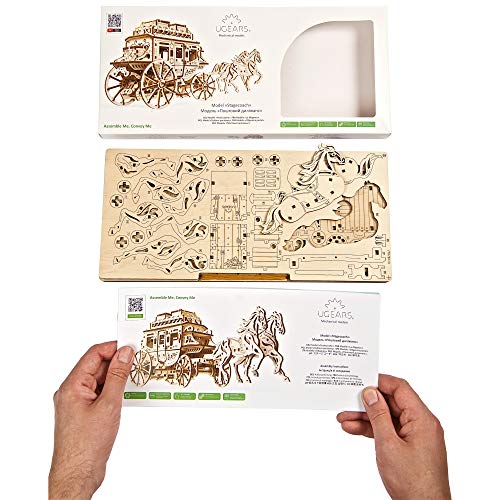 UGEARS Mechanical Wooden 3D Puzzle Model Stagecoach Construction Set UGEARS