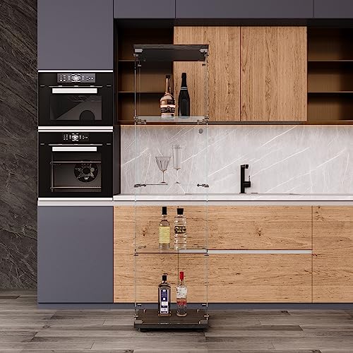 FLYMUHJIA Curio Cabinet Glass Display Case for Collectibles with Door, 4 Display Shelves Showcase, 64.2”Hx16.9''Lx 14.6''W Black FLYMUHJIA