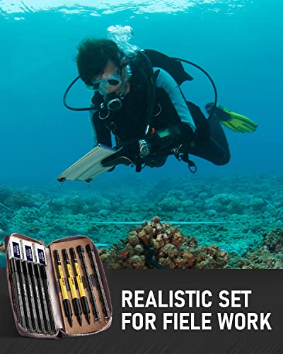 Nicpro 15PCS 1.3 mm Mechanical Pencils Set in Leather Case with 72 Lead Refill,3 Eraser,12 Eraser Refills- Weatherproof Metal Barrel,Heavy Duty Nicpro