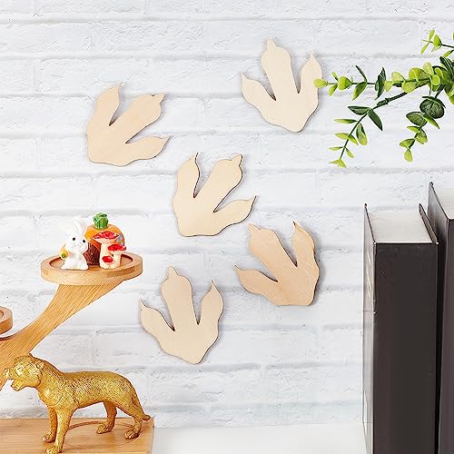 OLYCRAFT 12Pcs Wooden Dinosaur Foot Prints 3.5x3x0.3inch Unfinished Blank Wood Cutouts Slices Natural Claw Shape Unfinished Wood DIY Crafts Dinosaur OLYCRAFT