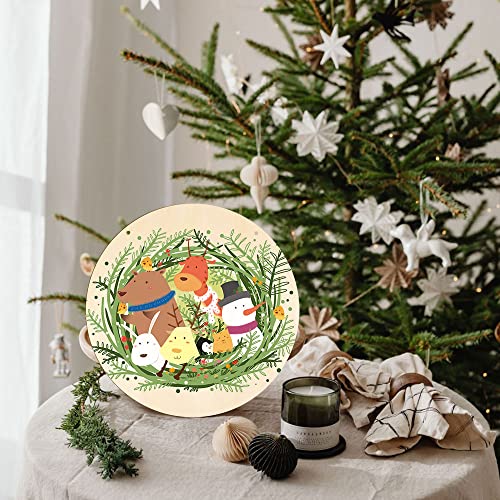 FSWCCK 8 PCS 12 Inch Blank Wood Circles for Crafts, Unfinished Wood Slices Front Door Decor Round Wooden Hanging Sign with Twine for DIY Crafts FSWCCK