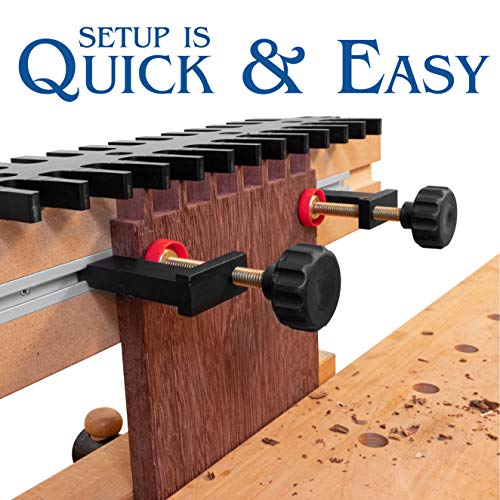 Peachtree Dovetail Jig Master System with Two Anodized Aluminum Tracks | Two Track Clamps | One Flush Trim Router Bit | One Dovetail Router Bit and Peachtree Woodworking Supply