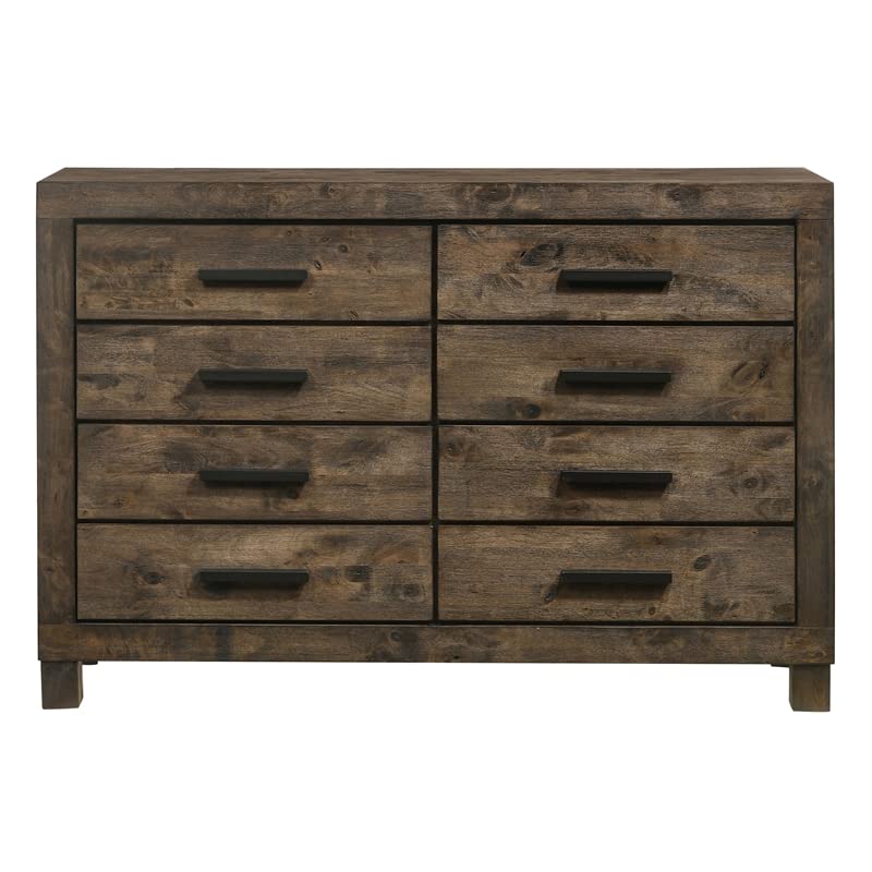 Pemberly Row 4-Piece Eastern King Wood Bedroom Set in Rustic Golden Brown Pemberly Row