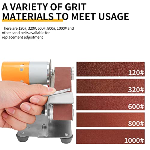 NunDunco Mini Belt Sander - 15 Degree Knife Sharpener Electric Bench Grinder Sanding Machine, 7 Adjustable Speed Table Top Polisher for DIY NuoDunco