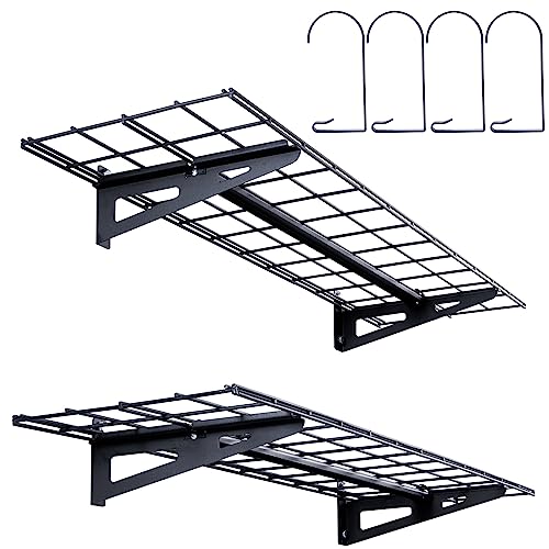 VEVOR Garage Shelving Wall Mounted, 1 x 4 ft Heavy Duty Garage Wall Shelves, 400 lbs Load Capacity Garage Storage Rack Floating Shelves, 2 Pack, VEVOR