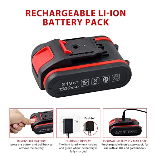 jar-owl Cordless Drill Set, 21V Brushless Drill Driver Kit, 1x 1.5Ah Li-ion Batteries, 319 In-lbs Torque, 3/8”Keyless Chuck, 2-Variable Speed, 25+1 jar-owl