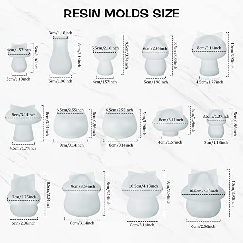 BBTO 14 Pcs Jar Resin Mold Mushroom Jar Silicone Mold Jewelry Holder Container Epoxy Mold Resin Jar Mold with Lid Casting Trinket Box Candle Holder BBTO