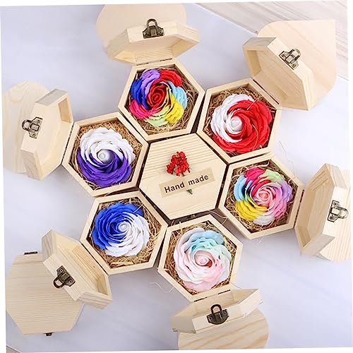 VOSAREA 2pcs Boxes Wooden Soap Flower Boxes Wooden Craft Unfinished Wooden Treasure Chest Retro Hardware Heart-shaped Handmade Box VOSAREA