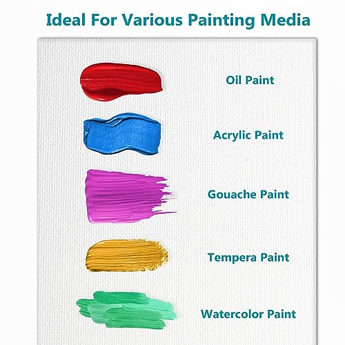 KEFF Canvases for Painting - 8x10 12 Pack Art Paint Canvas Panels Set Boards - 100% Cotton Primed Painting Supplies for Acrylic, Oil, Tempera & KEFF