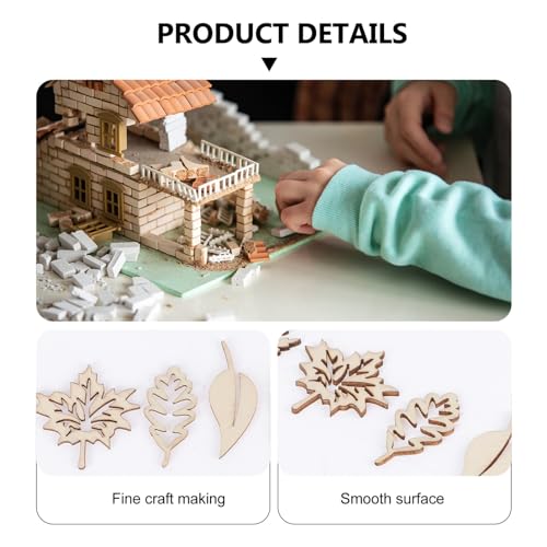 TEHAUX 50pcs Unfinished Wood Shapes Chip Wedding Ornament DIY Handcraft Slice Wood Leaves for Crafts Wedding Decor Cutouts Embellishments Unfinished TEHAUX