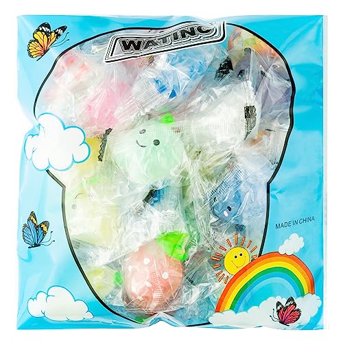 WATINC 24pcs Mini Squeeze Stress Balls, Fruit Animal Fidget Toys Party Favors for Kids, Sensory Stress Relief Squeeze Toy with Water Beads, Cute WATINC