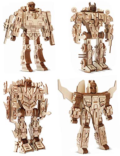 3D Wooden Robot Puzzle, 4 Piece Set Wood Crafts DIY Assembly Robot Puzzle - Wooden Robot Model Kits - Robot Toys for Adults Teens Boys Kids Birthday