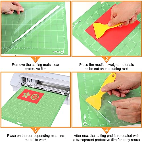 3 Pack Standard Grip Mat 12x12, Reusable Cutting Mats for Crafts, Cutting Mats for Maker 3/Maker/Explore 3/Air 2/Air/One Phinus