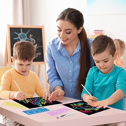 ZMLM Rainbow Scratch Paper Kit: 117Pcs Magic Art Craft Stuff Supplies Black Drawing Pad for Age 3-12 Kids Children Girl Boy DIY Toy Activity ZMLM