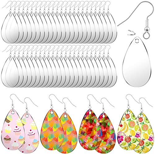Hicarer 168 Pieces DIY Earrings Making Kit Includes Transparent Teardrop Pendants Clear Acrylic Earring Blanks Hooks and Open Jump Rings for Earrings Hicarer