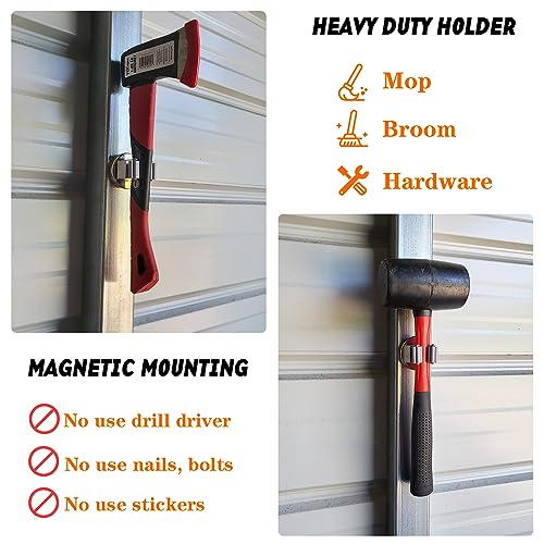 MUTUACTOR Heavy Duty Magnetic Hooks,Strong Magnetic Mop Broom Holder Wall Mount,No Drilling Movable Broom Clip Mop Rack for Garage Kitchen Laundry MUTUACTOR