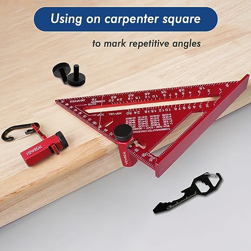 Red Extra Tall Stair Gauges Set with Holder: A Non-Slip Guide for Circular Saw & Carpentry Squares, Perfect for Framing & Rafter Layout ViewReal