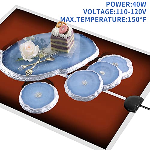 Resin Heating Mat - Quick Dry Resin Curing Machine with Timer Funtion and Thermal Insulation Cover, Silicone Heating Mat for Resin Curing for Epoxy Tshiwort