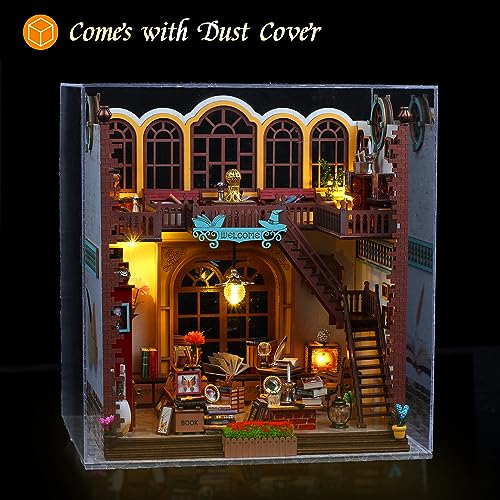 DIY Miniature Dollhouse Kit, Tiny House Model with LED Light, Dust Proof Cover, 3D Wooden Puzzle for Adults, Creative Handmade Crafts Home Decor Hallisun