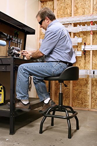 Performance Tool W85011 Adjustable Height Bar Stool, Pneumatic Swivel Bar Stool with Back Support, 360 Degree Swivel, Heavy Duty Steel Frame Stool Performance Tool