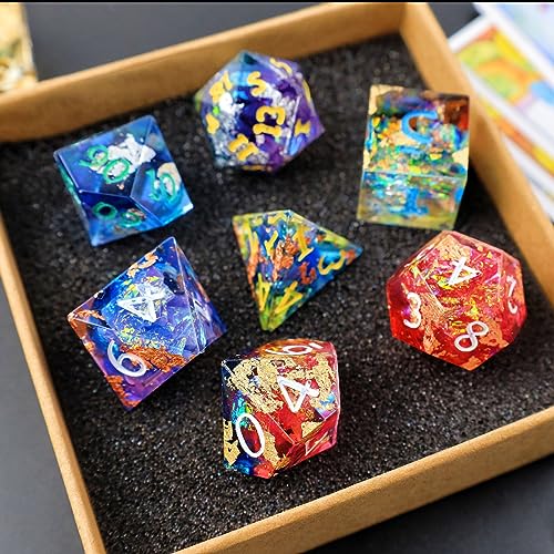 LET'S RESIN Dice Resin Molds Silicone, DND Dice Epoxy Resin Molds with 7 Standard Polyhedral Stereoscopic Dice Cavities, Silicone Molds for Epoxy LET'S RESIN