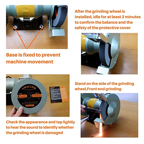 AmaCupid Bench Grinding Wheel 6 inch, for Sharpening Hard Alloy Tools, Products of Non-Metallic Materials. Green Silicon Carbide Abrasive. 1/2 Inch AmaCupid